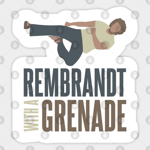 Rembrandt With a Grenade Sticker by Meta Cortex